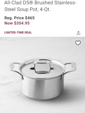 All-Clad D5 4-Quart Brushed Stainless Steel Pot